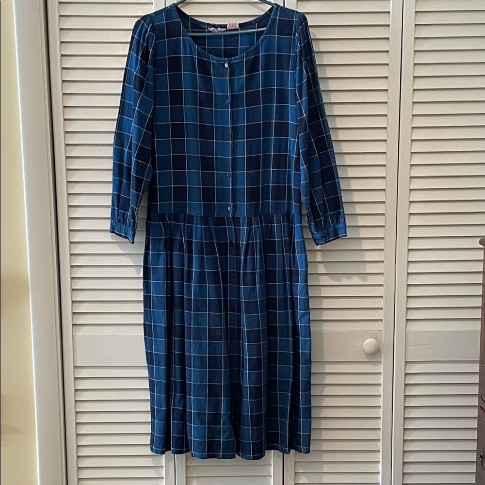 Putumayo Blue Plaid Midi Dress
